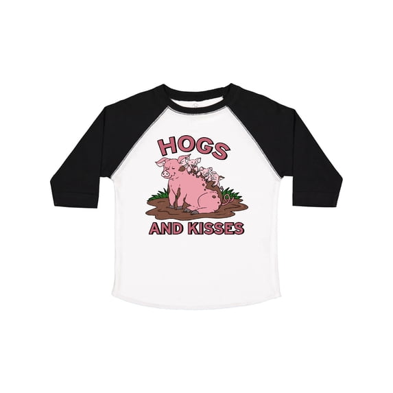 Inktastic Hogs and Kisses with Cute Pig Family Boys or Girls Toddler T-Shirt
