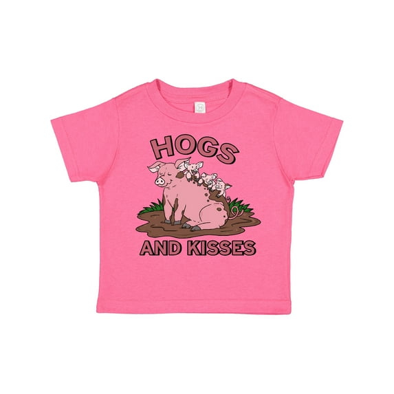 Inktastic Hogs and Kisses with Cute Pig Family Boys or Girls Toddler T-Shirt