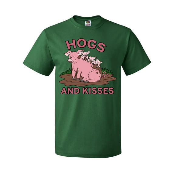 Inktastic Hogs and Kisses with Cute Pig Family T-Shirt