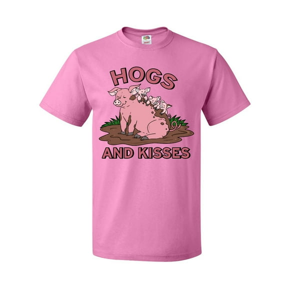 Inktastic Hogs and Kisses with Cute Pig Family T-Shirt