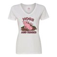 thumbnail image 1 of Inktastic Hogs and Kisses with Cute Pig Family Women's V-Neck T-Shirt, 1 of 5