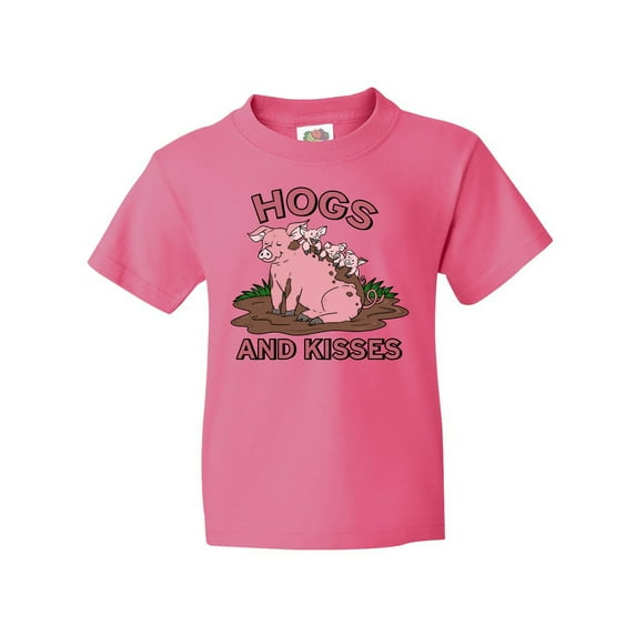 Inktastic Hogs and Kisses with Cute Pig Family Youth T-Shirt
