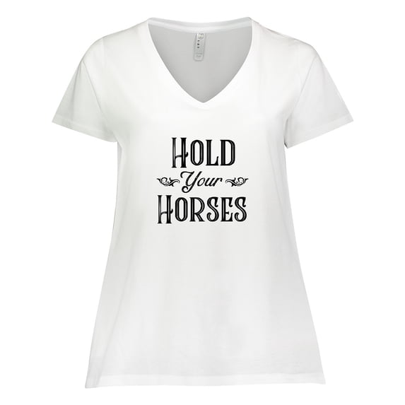 Inktastic Hold Your Horses Women's Plus Size V-Neck T-Shirt
