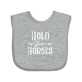 thumbnail image 1 of Inktastic Hold Your Horses in White Boys or Girls Baby Bib, 1 of 4