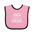 thumbnail image 1 of Inktastic Hold Your Horses in White Boys or Girls Baby Bib, 1 of 4