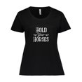 thumbnail image 1 of Inktastic Hold Your Horses in White Women's Plus Size T-Shirt, 1 of 5