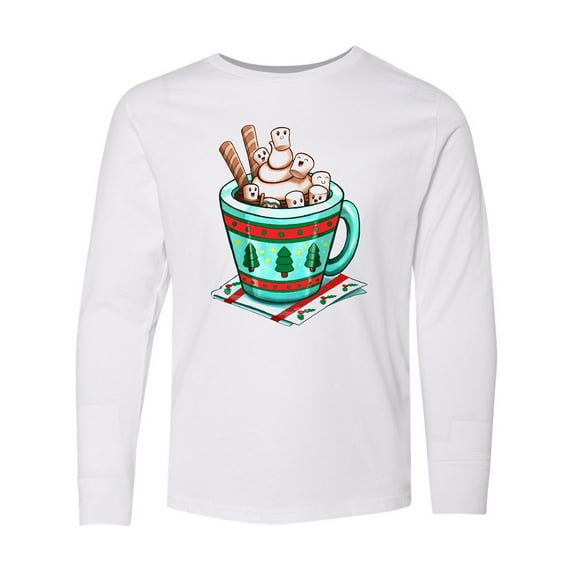 Inktastic Holiday Marshmallows in Hot Chocolate Long Sleeve Youth T-Shirt
