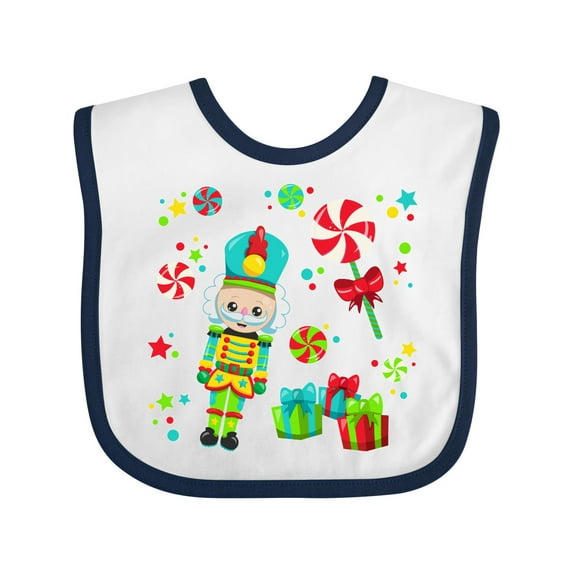Inktastic Holiday Nutcracker and Candy for Christmas Boys or Girls Baby Bib