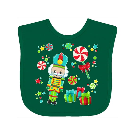 Inktastic Holiday Nutcracker and Candy for Christmas Boys or Girls Baby Bib