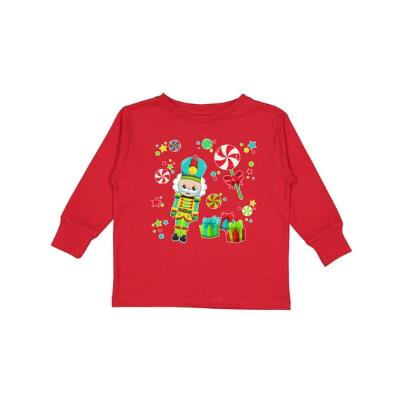 Inktastic Holiday Nutcracker and Candy for Christmas Boys or Girls Long Sleeve Toddler T-Shirt