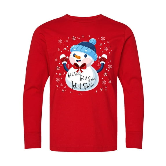 Inktastic Holiday Snowman Long Sleeve Youth T-Shirt