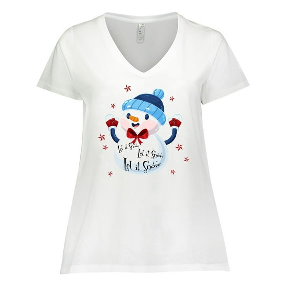 Inktastic Holiday Snowman Women's Plus Size V-Neck T-Shirt