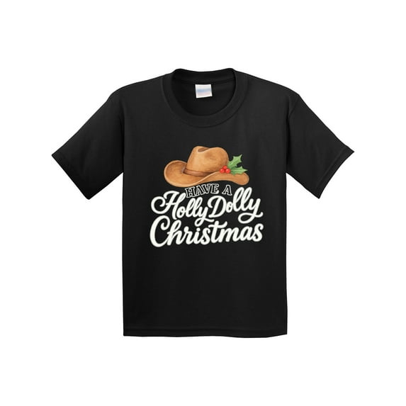 Inktastic Holly Dolly Christmas Cowboy Hat Festive Youth T-Shirt