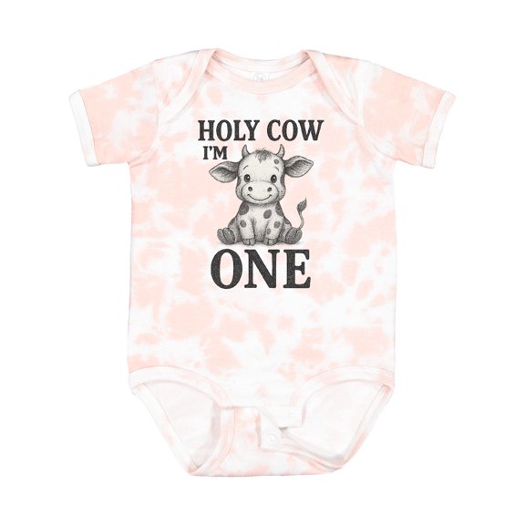 Inktastic Holy Cow I'm One Birthday Boys or Girls Baby Bodysuit