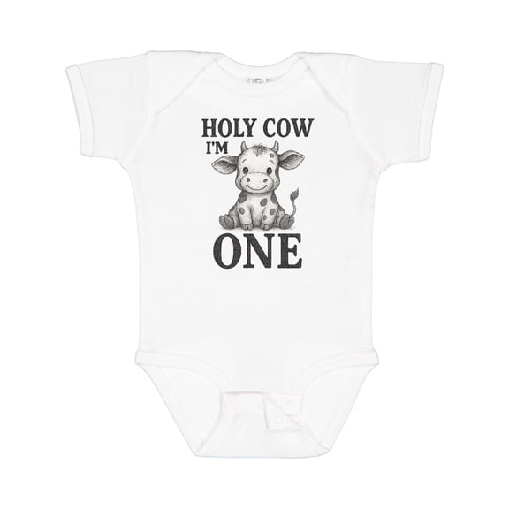 Inktastic Holy Cow I'm One Birthday Boys or Girls Baby Bodysuit