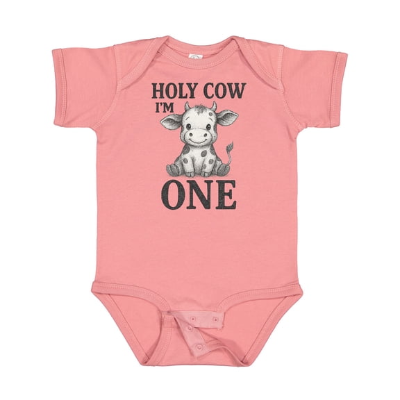 Inktastic Holy Cow I'm One Birthday Boys or Girls Baby Bodysuit