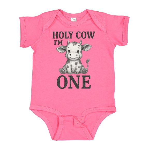 Inktastic Holy Cow I'm One Birthday Boys or Girls Baby Bodysuit