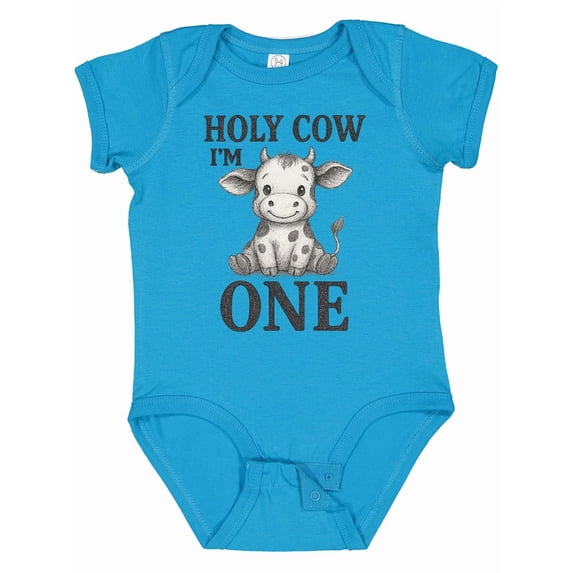 Inktastic Holy Cow I'm One Birthday Boys or Girls Baby Bodysuit