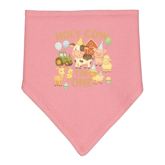 Inktastic Holy Cow I'm One Boy Farm Animal Birthday Baby Bandana Bib