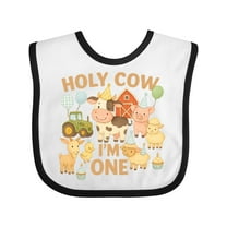 Inktastic Holy Cow I'm One Boy Farm Animal Birthday Boys or Girls Baby Bib