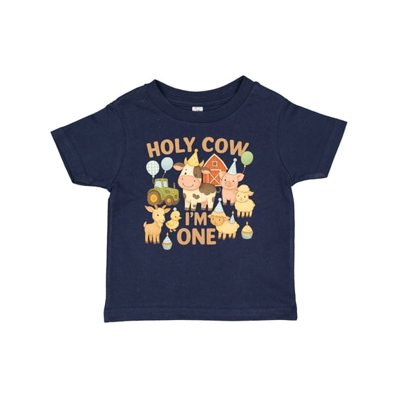 Inktastic Holy Cow I'm One Boy Farm Animal Birthday Boys or Girls Baby T-Shirt