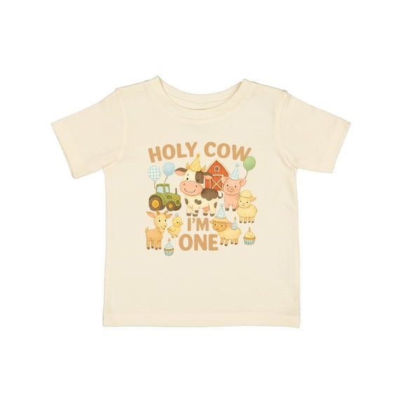Inktastic Holy Cow I'm One Boy Farm Animal Birthday Boys or Girls Baby T-Shirt
