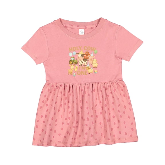Inktastic Holy Cow I'm One Boy Farm Animal Birthday Girls Baby Dress