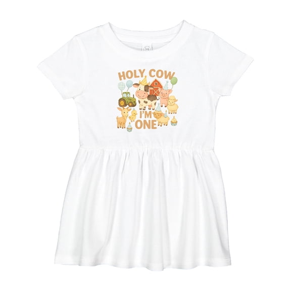 Inktastic Holy Cow I'm One Boy Farm Animal Birthday Girls Baby Dress
