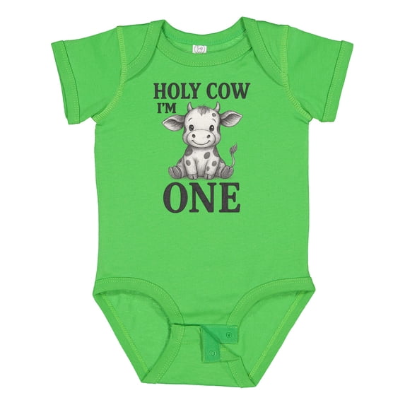 Inktastic Holy Cow I'm One Boys or Girls Baby Bodysuit