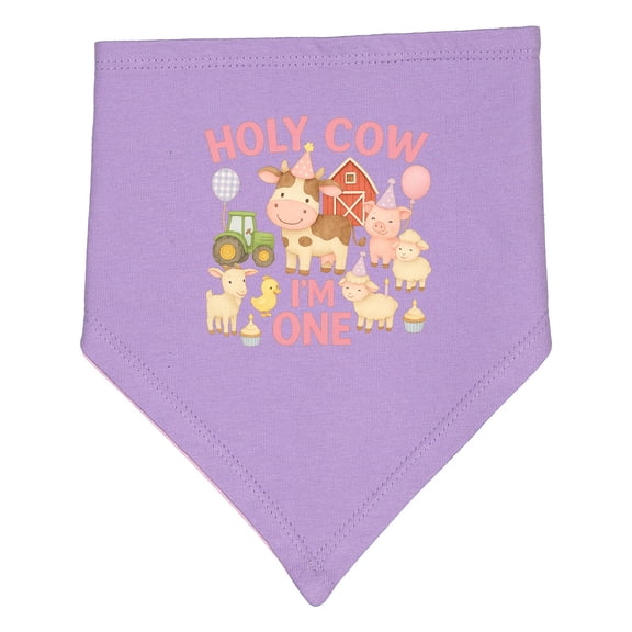 Inktastic Holy Cow I'm One Little Girls Farm Animals Birthday Baby Bandana Bib