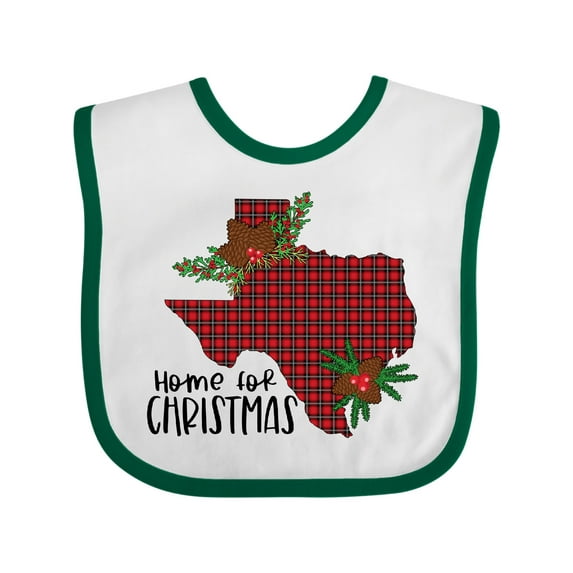 Inktastic Home for Christmas Texas in Plaid with Holly Boys or Girls Baby Bib