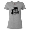 thumbnail image 1 of Inktastic Home is Where My Cats Are with Cat Illustration and Pawprints Women's T-Shirt, 1 of 5