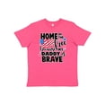thumbnail image 1 of Inktastic Home of the Free Because My Daddy is Brave with Flag Youth T-Shirt, 1 of 5