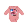 thumbnail image 1 of Inktastic Home of the Free Because My Daddy is Brave Boys or Girls Long Sleeve Baby Bodysuit, 1 of 5
