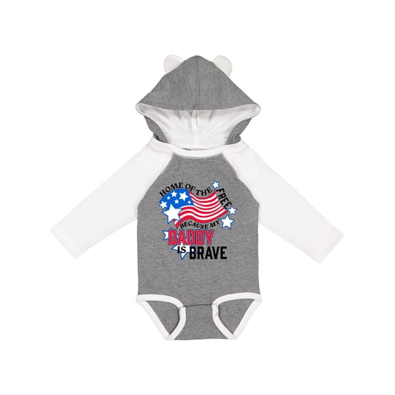 Inktastic Home of the Free Because My Daddy is Brave Boys or Girls Long Sleeve Baby Bodysuit