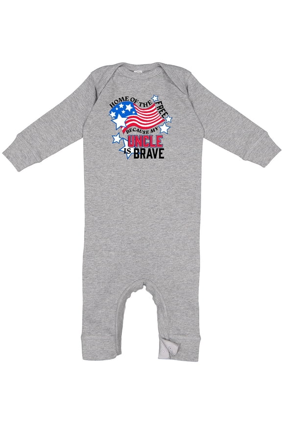 Home of the Free Because My Uncle is Brave Baby Romper Coveralls