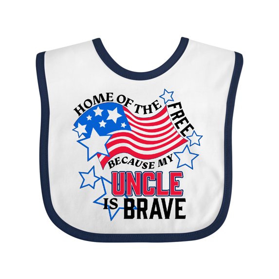 Inktastic Home of the Free Because My Uncle is Brave Boys or Girls Baby Bib