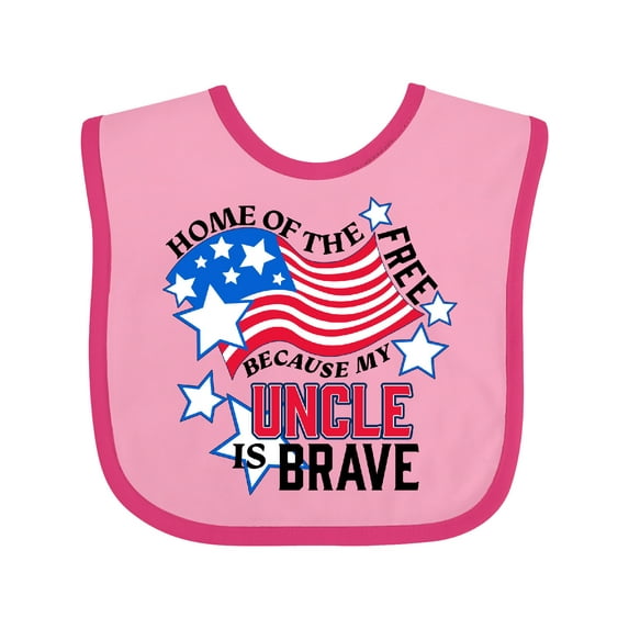 Inktastic Home of the Free Because My Uncle is Brave Boys or Girls Baby Bib