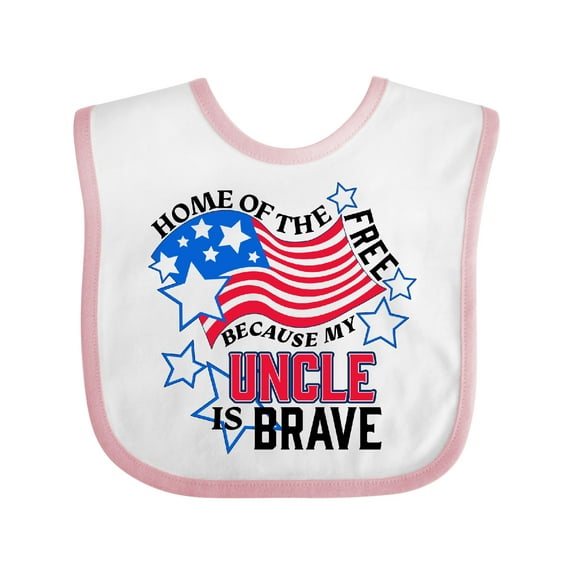 Inktastic Home of the Free Because My Uncle is Brave Boys or Girls Baby Bib