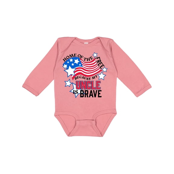 Inktastic Home of the Free Because My Uncle is Brave Boys or Girls Long Sleeve Baby Bodysuit