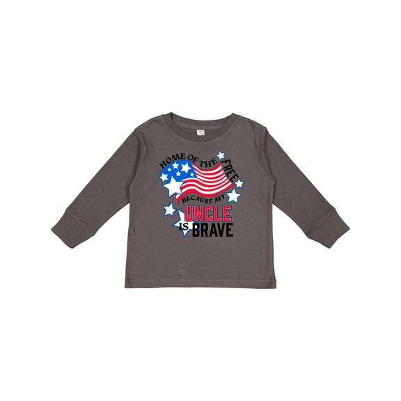 Inktastic Home of the Free Because My Uncle is Brave Boys or Girls Long Sleeve Toddler T-Shirt