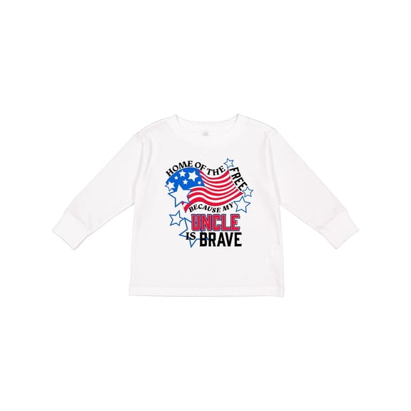 Inktastic Home of the Free Because My Uncle is Brave Boys or Girls Long Sleeve Toddler T-Shirt