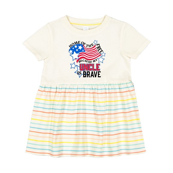 Inktastic Home of the Free Because My Uncle is Brave Girls Baby Dress