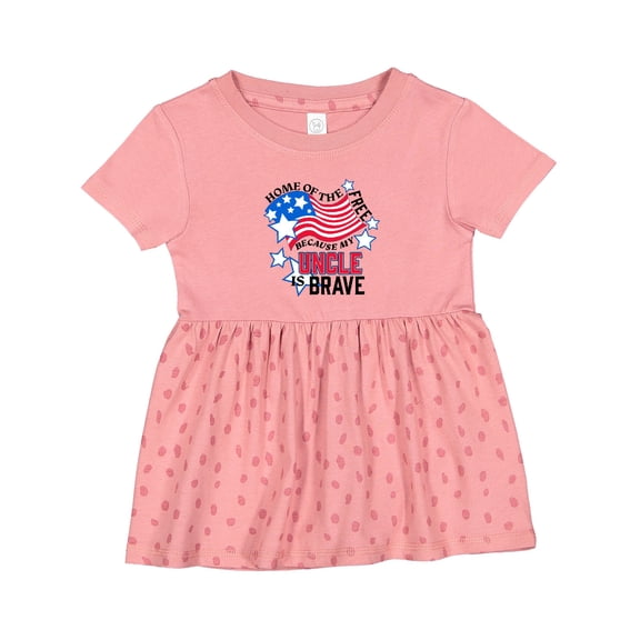 Inktastic Home of the Free Because My Uncle is Brave Girls Baby Dress