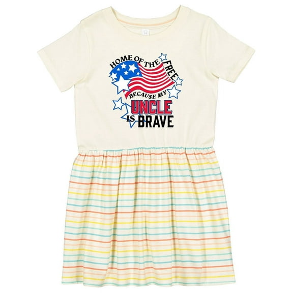 Inktastic Home of the Free Because My Uncle is Brave Girls Toddler Dress