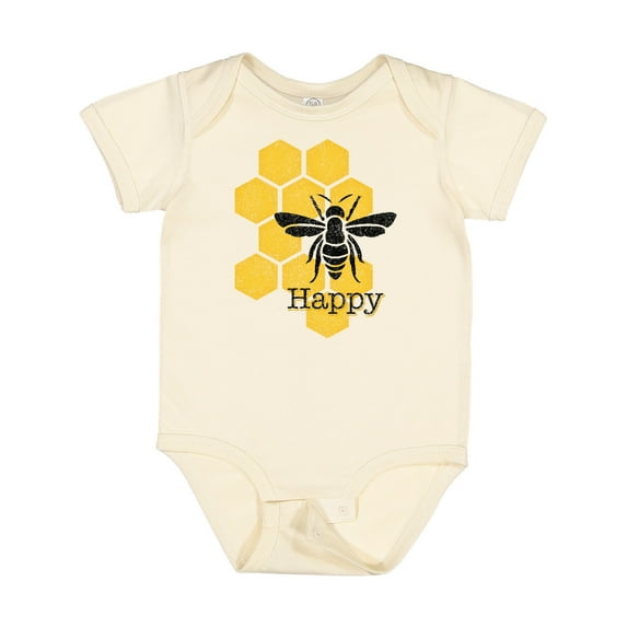 Inktastic Honeycomb Bee Happy Boys or Girls Baby Bodysuit
