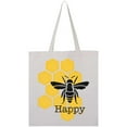 thumbnail image 1 of Inktastic Honeycomb Bee Happy Tote Bag, 1 of 4