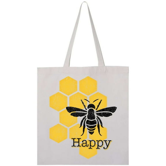 Inktastic Honeycomb Bee Happy Tote Bag