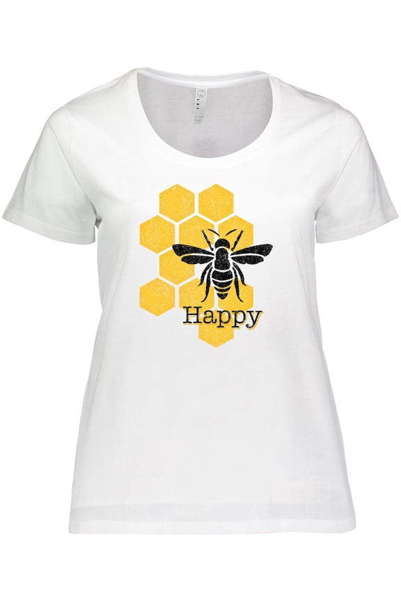 Honeycomb Bee Happy Women's Plus Size T-Shirt