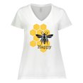 thumbnail image 1 of Inktastic Honeycomb Bee Happy Women's Plus Size V-Neck T-Shirt, 1 of 5